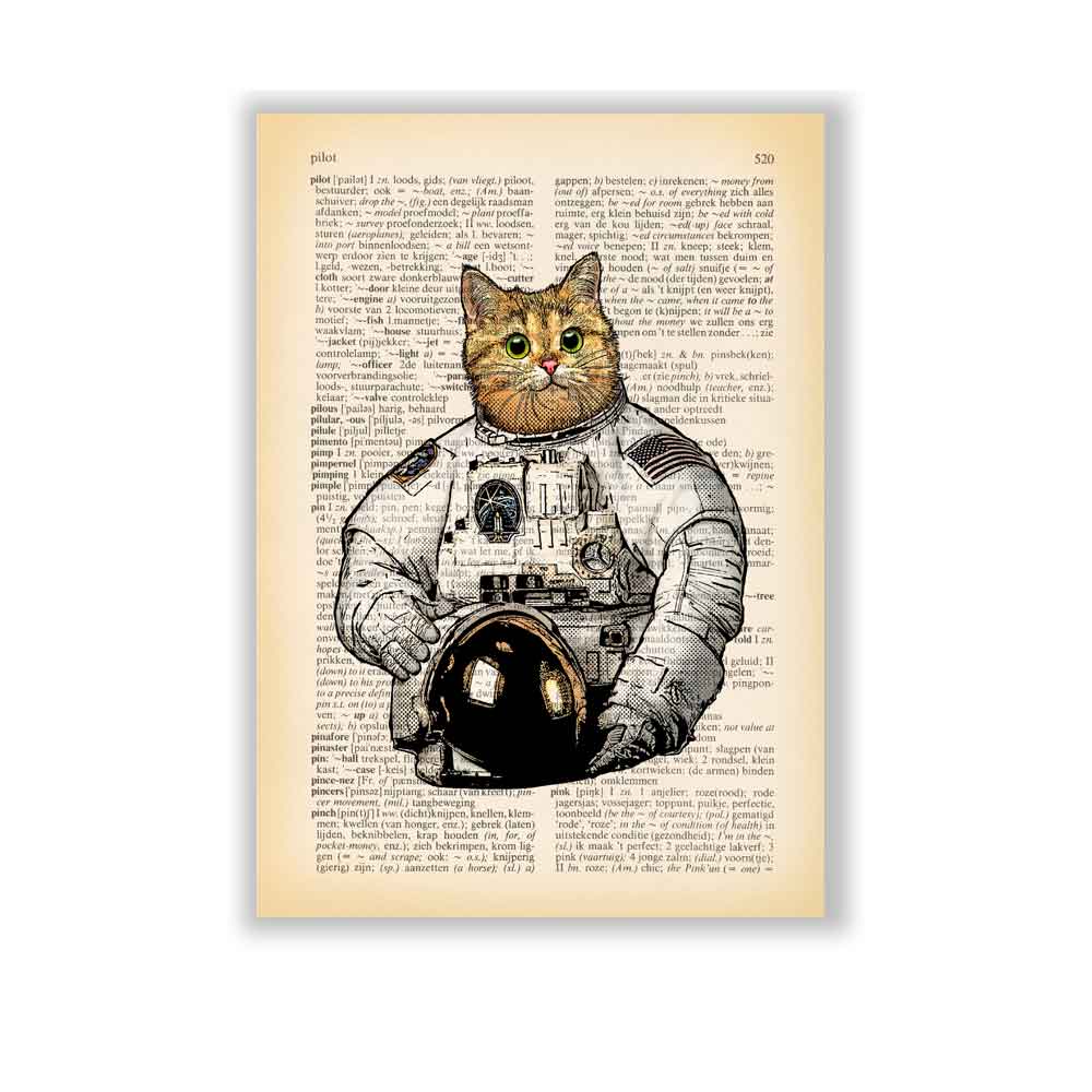 Cat astronaut art print Natalprint