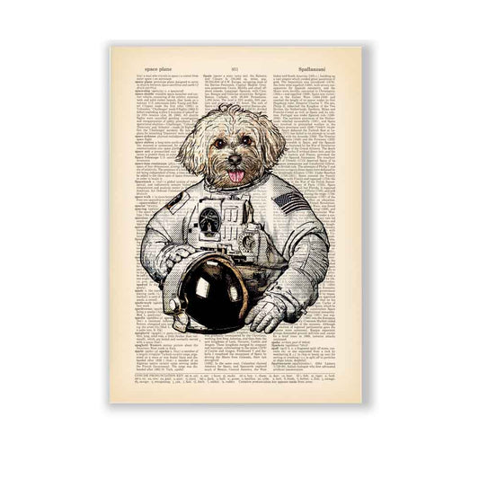 Dog astronaut art print Natalprint