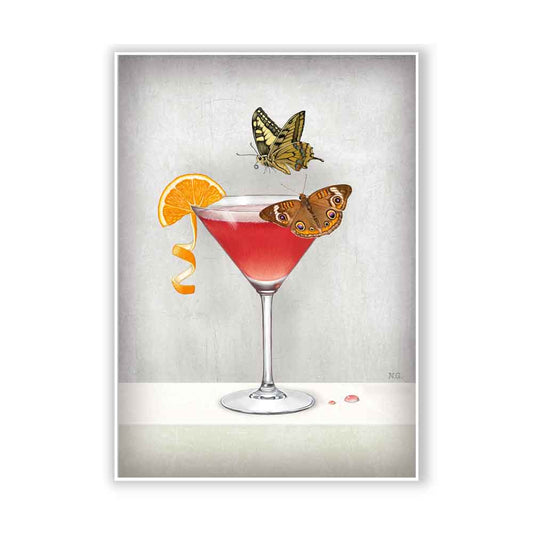 Cosmopolitan and Butterflies Art Print Natalprint