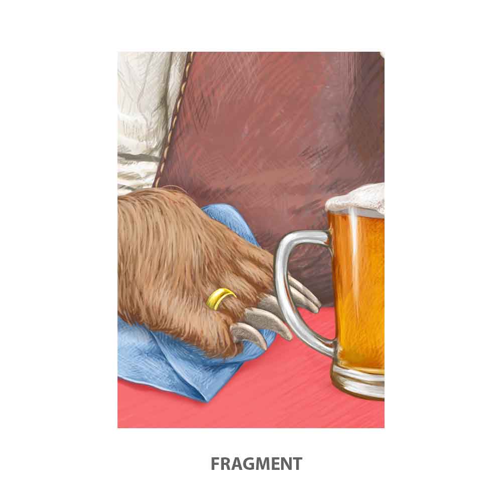Grizzly bear with beer art poster Natalprint fragment