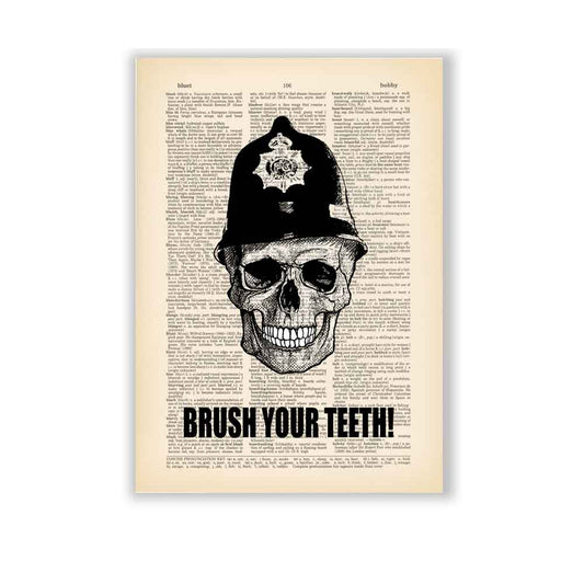 Skull with sign "Brush your teeth!" art print Natalprint