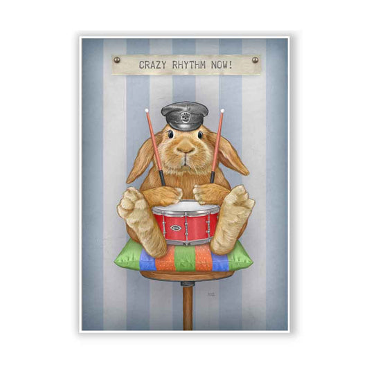 Rabbit Drummer Art Print Natalprint