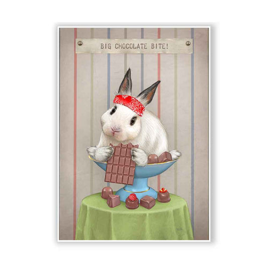 White Rabbit With Chocolate Art Print Natalprint