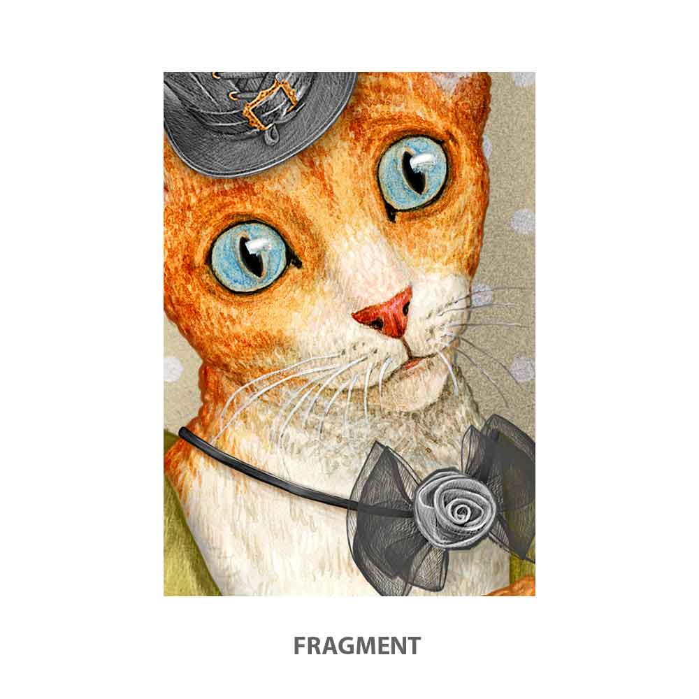 Victorian Cat with Tea Art Print Natalprint fragment