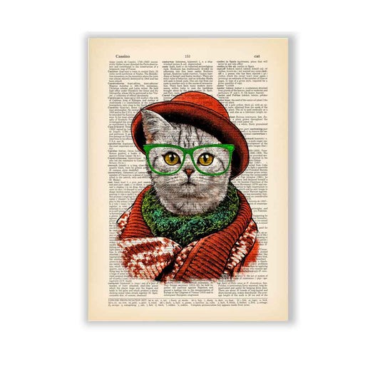 Cat in hat art print Natalprint