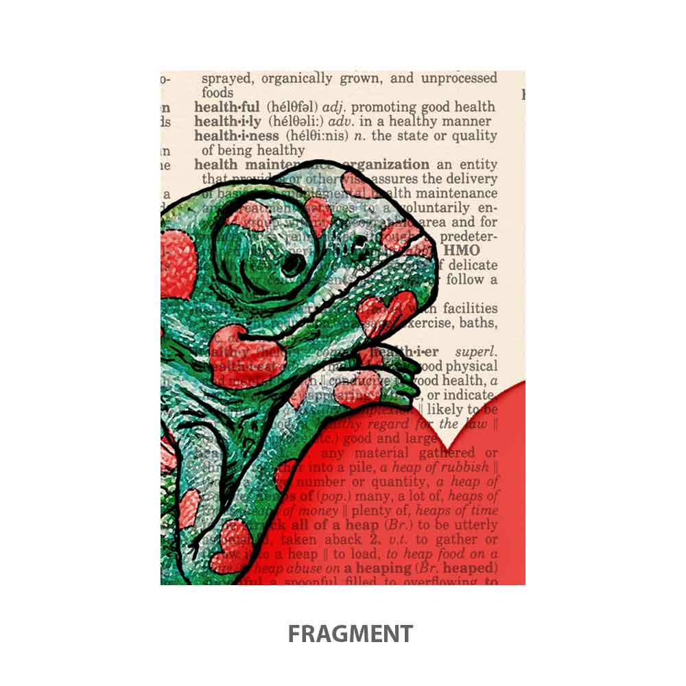 Chameleon with heart art print Natalprint fragment