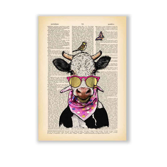 Cow with a glasses art print.