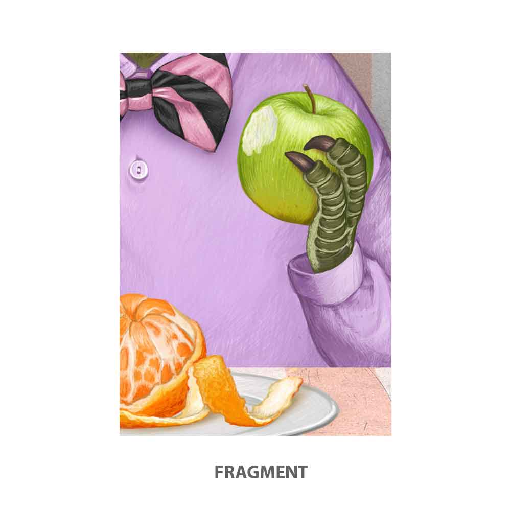 T Rex and Fruits Vegetarian Art Print