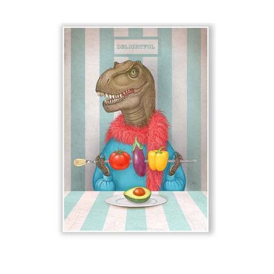Tyrannosaurus Rex with vegetables art print Natalprint