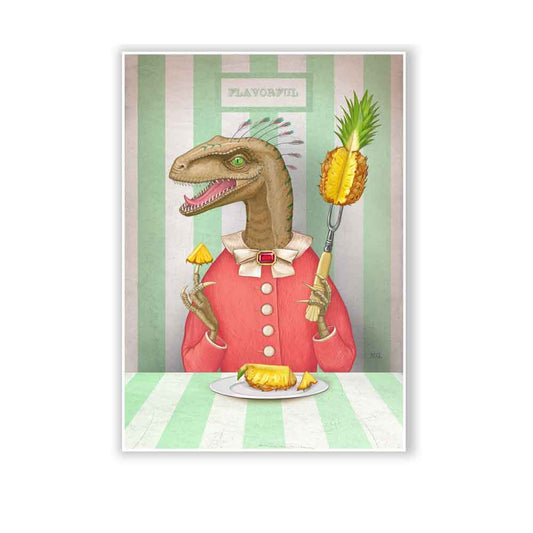 Velociraptor with a pineapple art print Natalprint
