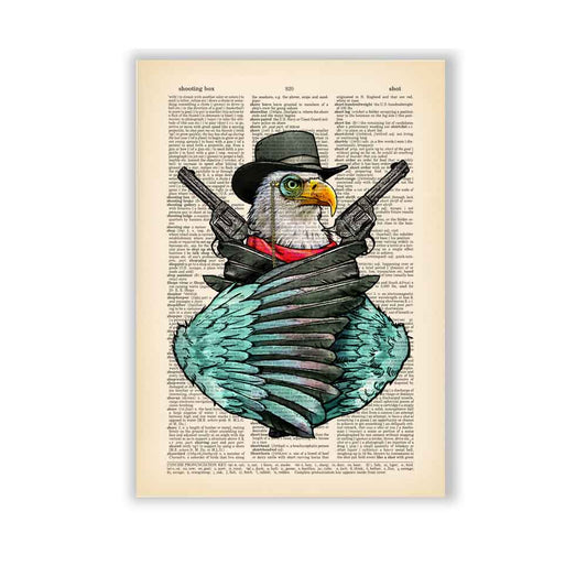 Bald Eagle with guns art print Natalprint