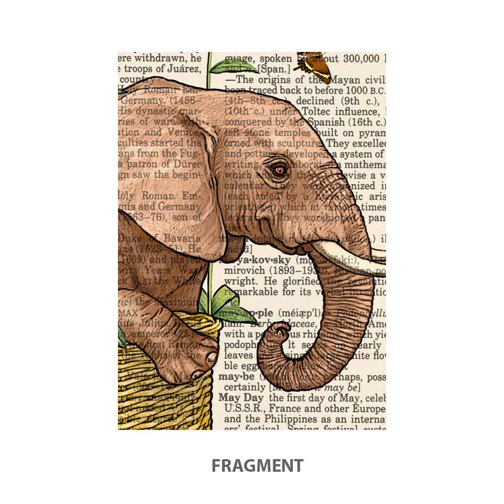 Elephant and hot air balloon art print Natalprint fragment