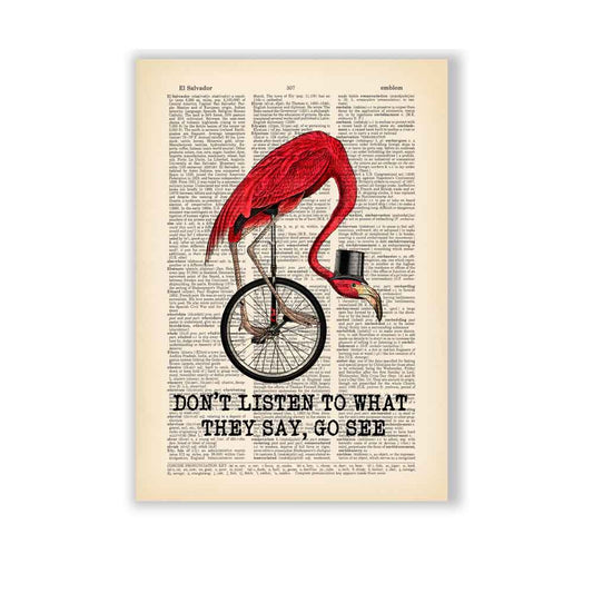 Flamingo cycling art print Natalprint