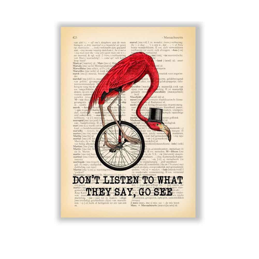Flamingo cycling art print Natalprint
