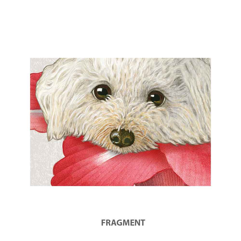 Puppy with flower art print Natalprint fragment