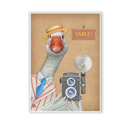 Goose with photo camera art print Natalprint