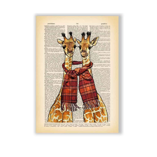 Giraffes with a scarf art print Natalprint