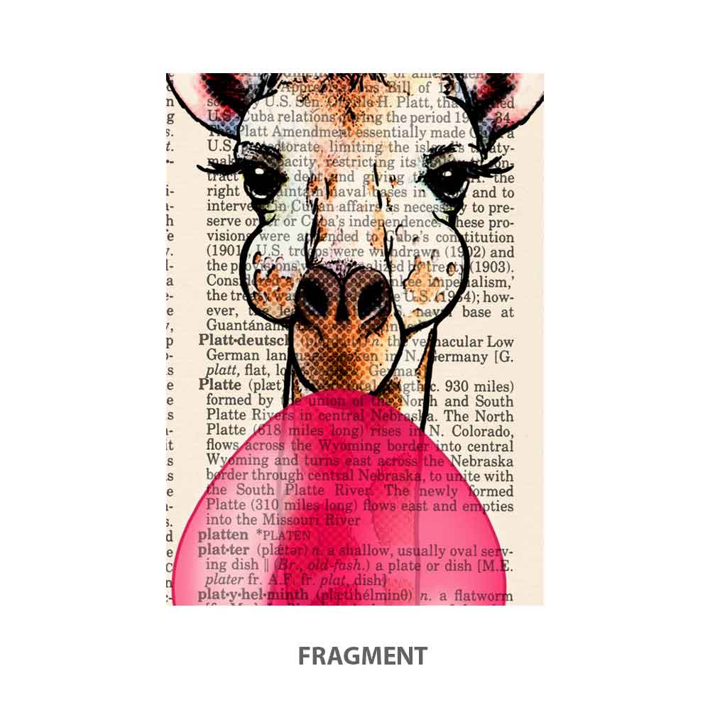 Giraffe with bubblegum art print Natalprint fragment