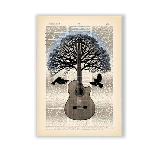 Guitar and Black Birds art print Natalprint
