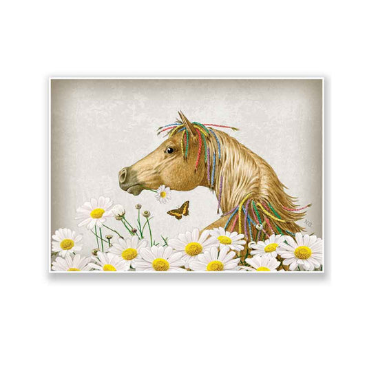 Horse and daisies art print Natalprint