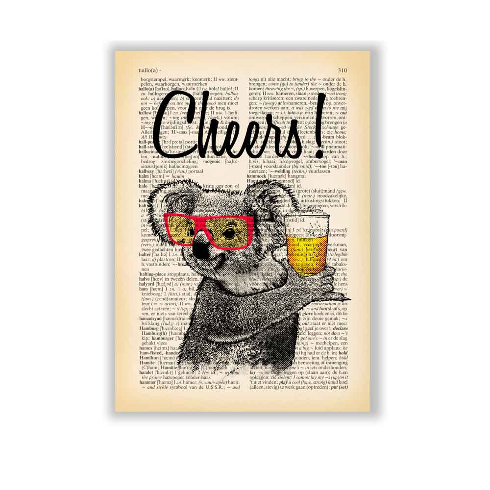 Koala with a glass of beer art print Natalprint