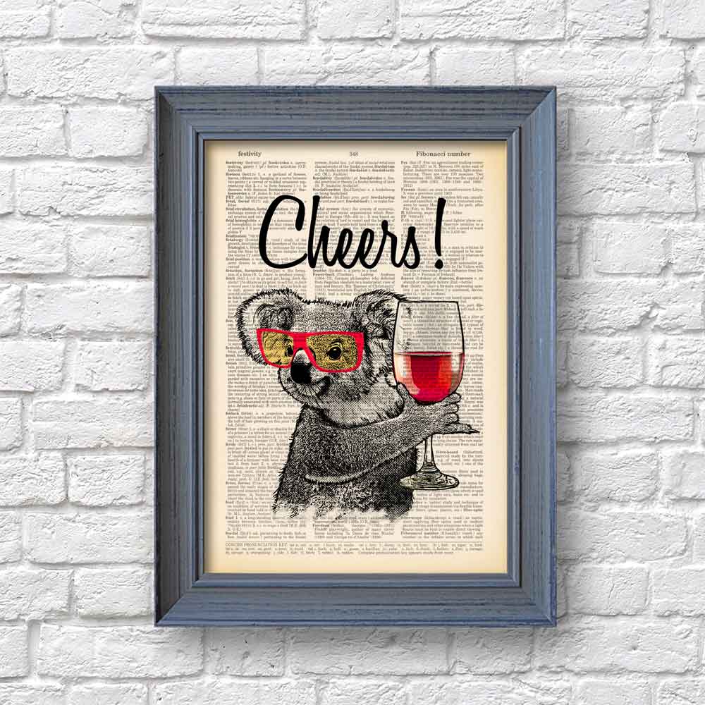 Koala with a glass of wine art print