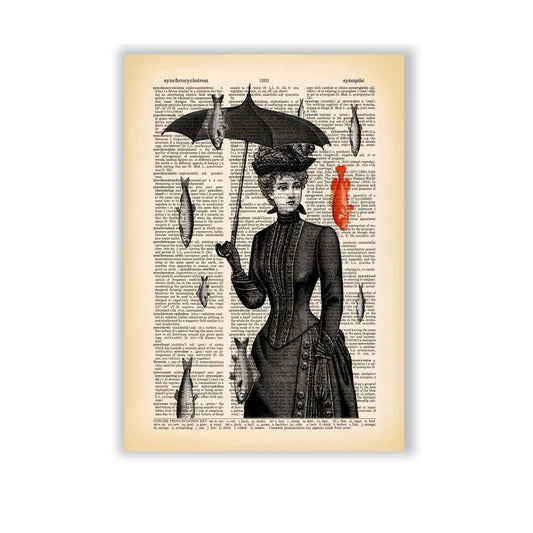 Victorian lady in the rain art print Natalprint