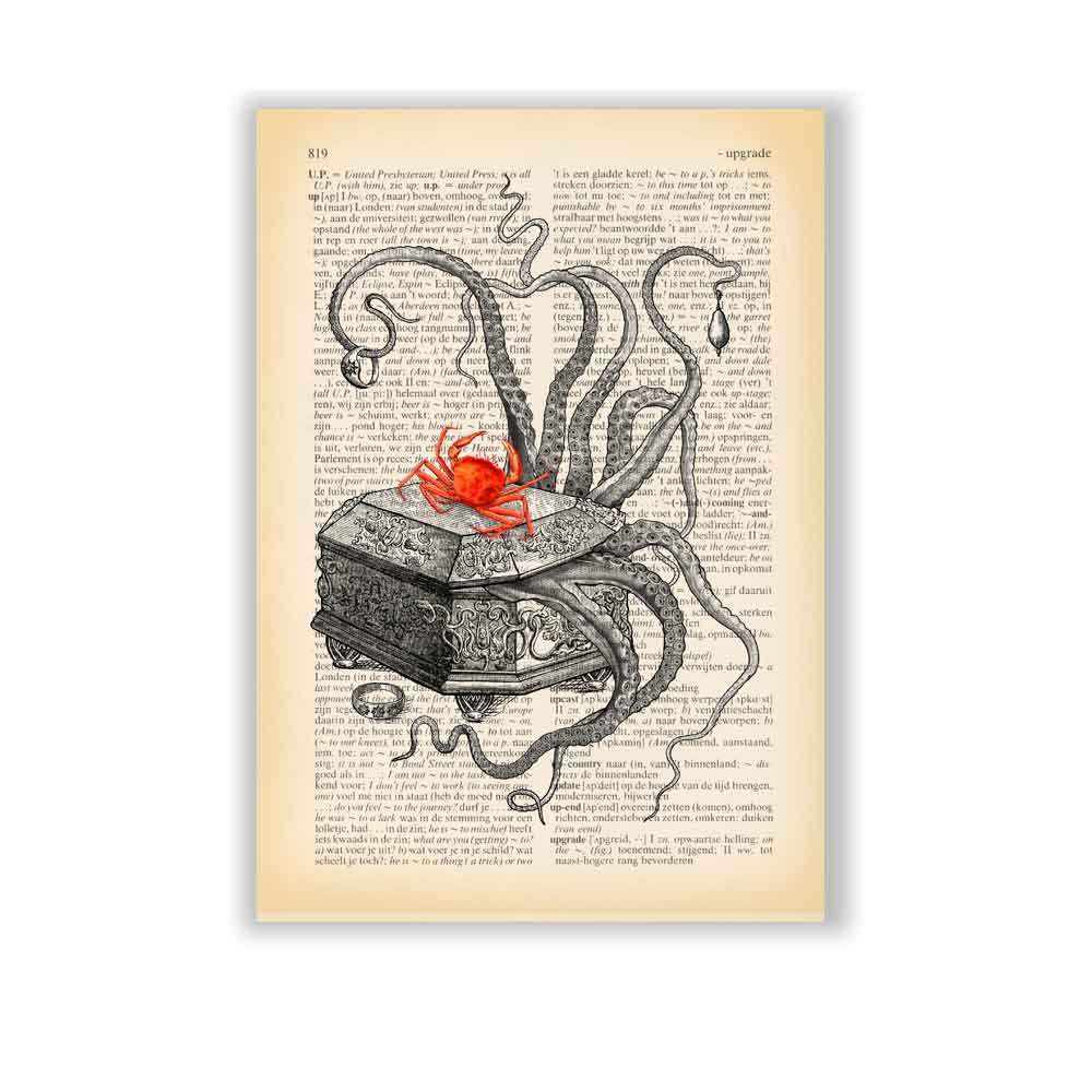Octopus in jewellery box art print Natalprint