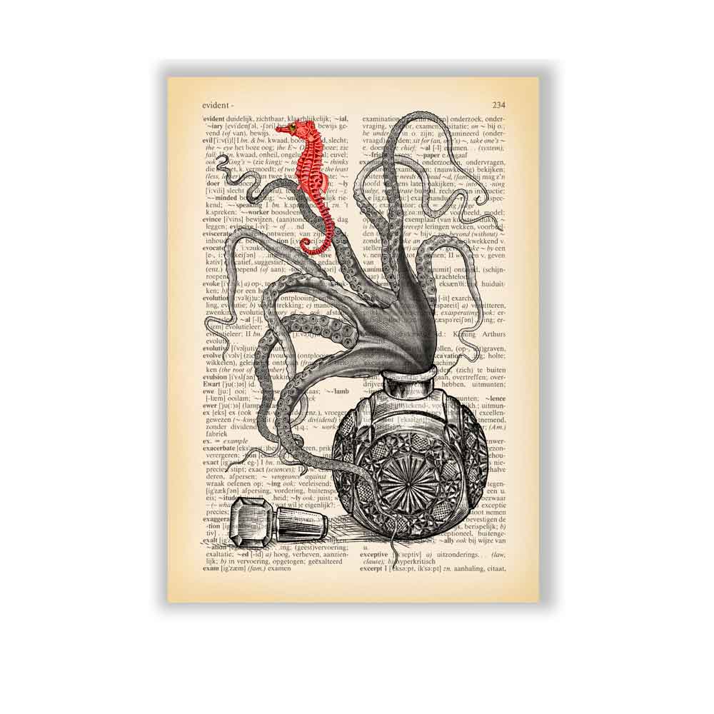 Octopus and Seahorse art print NatalprintOctopus and Seahorse art print Natalprint