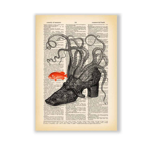 Octopus in shoe art print Natalprint