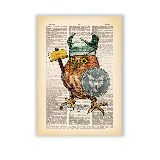 Owl Viking Warrior art print Natalprint