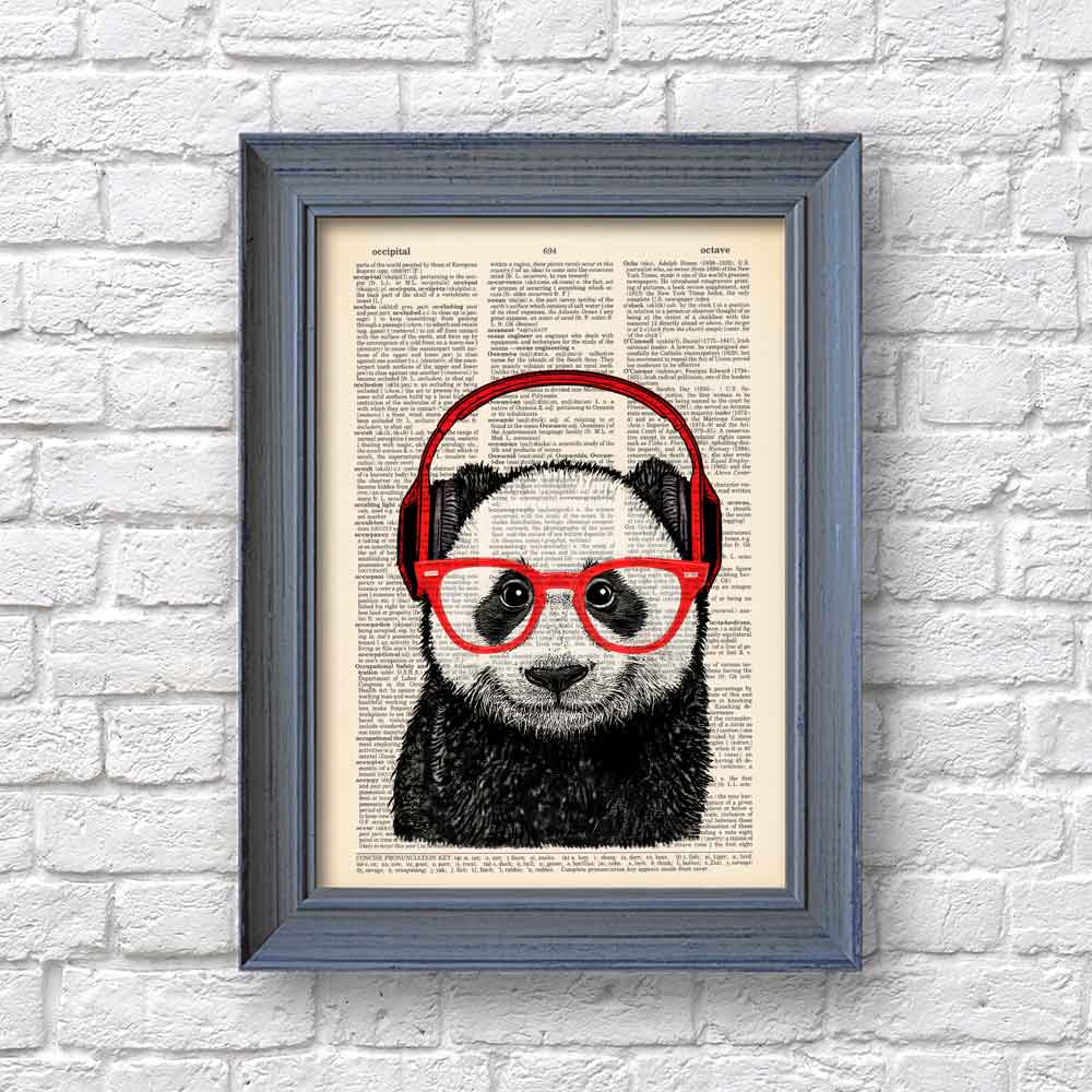 Panda with a headphones art print Natalprint