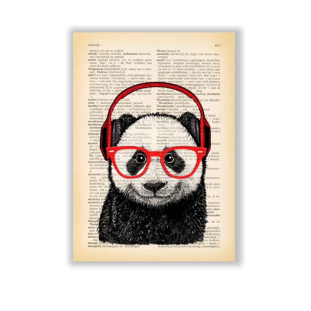 Panda with a headphones art print Natalprint