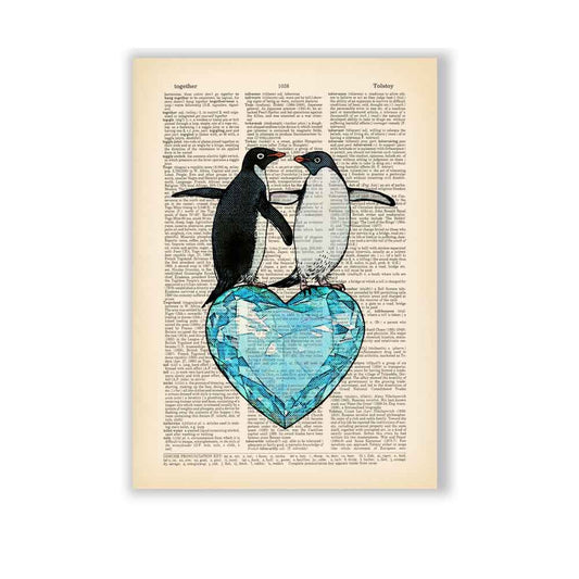 Penguins with a heart art print Natalprint