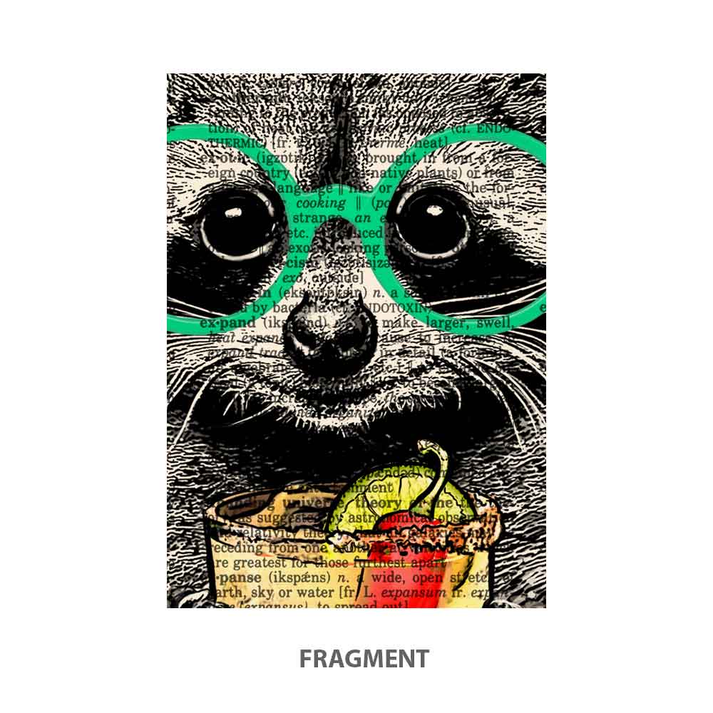 Raccoon with a glass of tequila art print Natalprint fragment