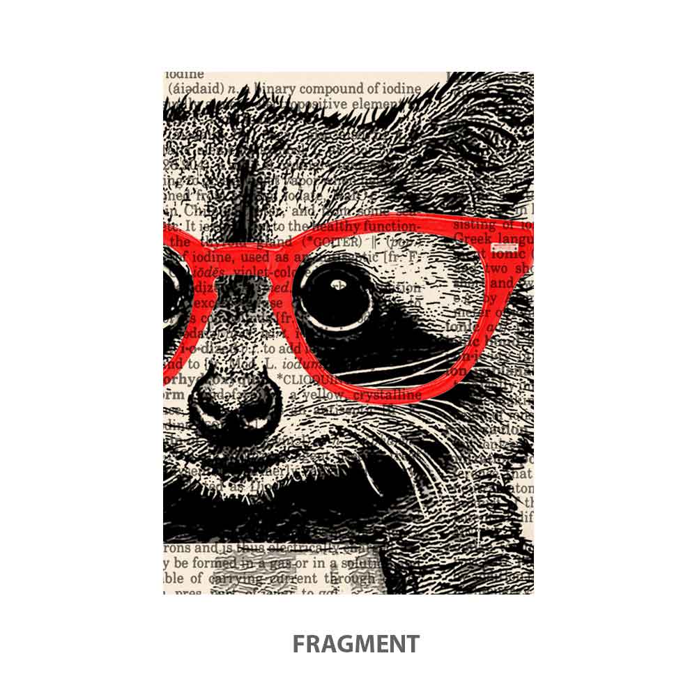 Raccoon with a glass of wine art print Natalprint fragment