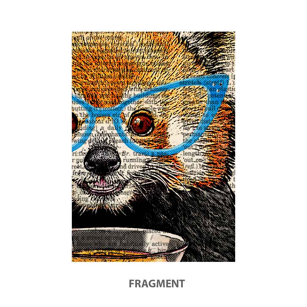 Red Panda with smoothie art print Natalprint fragment