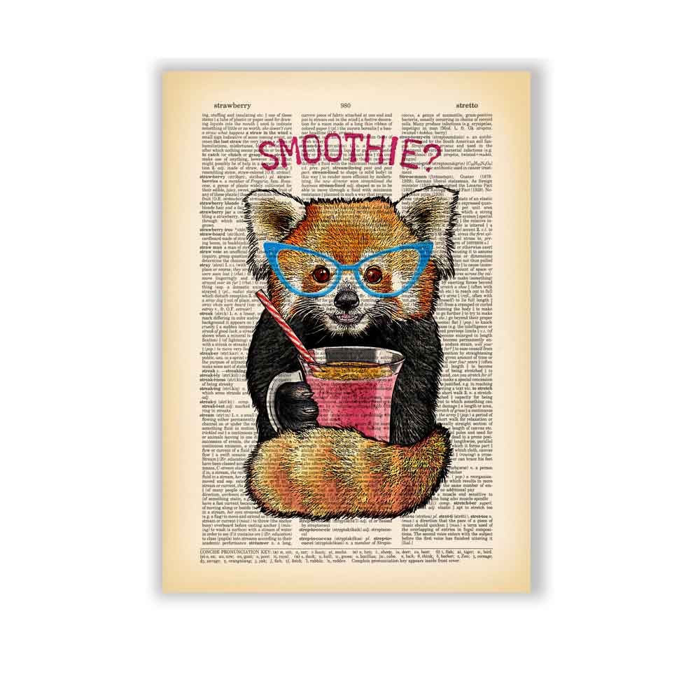 Red Panda with smoothie art print