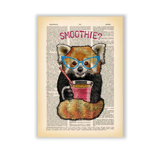 Red Panda with smoothie art print