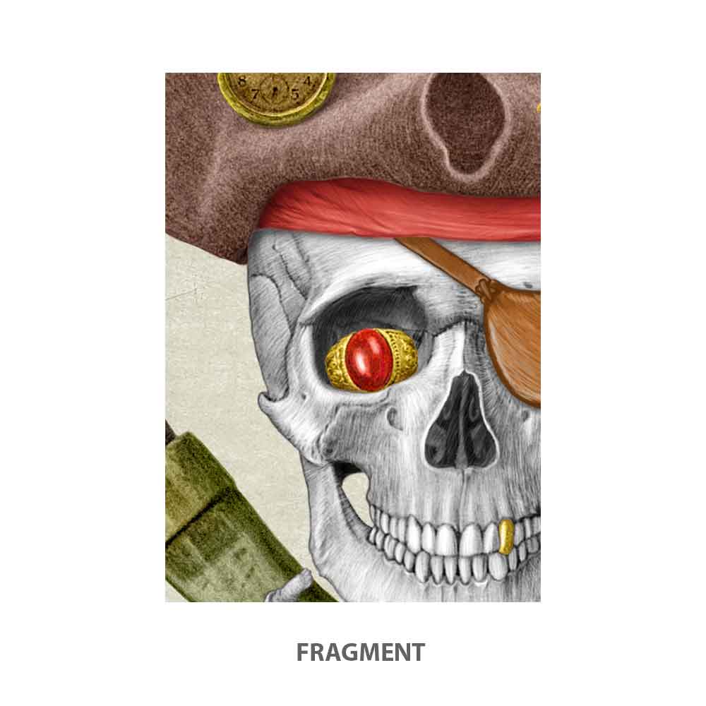 Pirate Skull with a bottle of rum art print Natalprint fragment