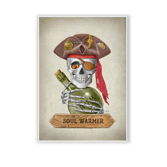 Pirate Skull with a bottle of rum art print Natalprint