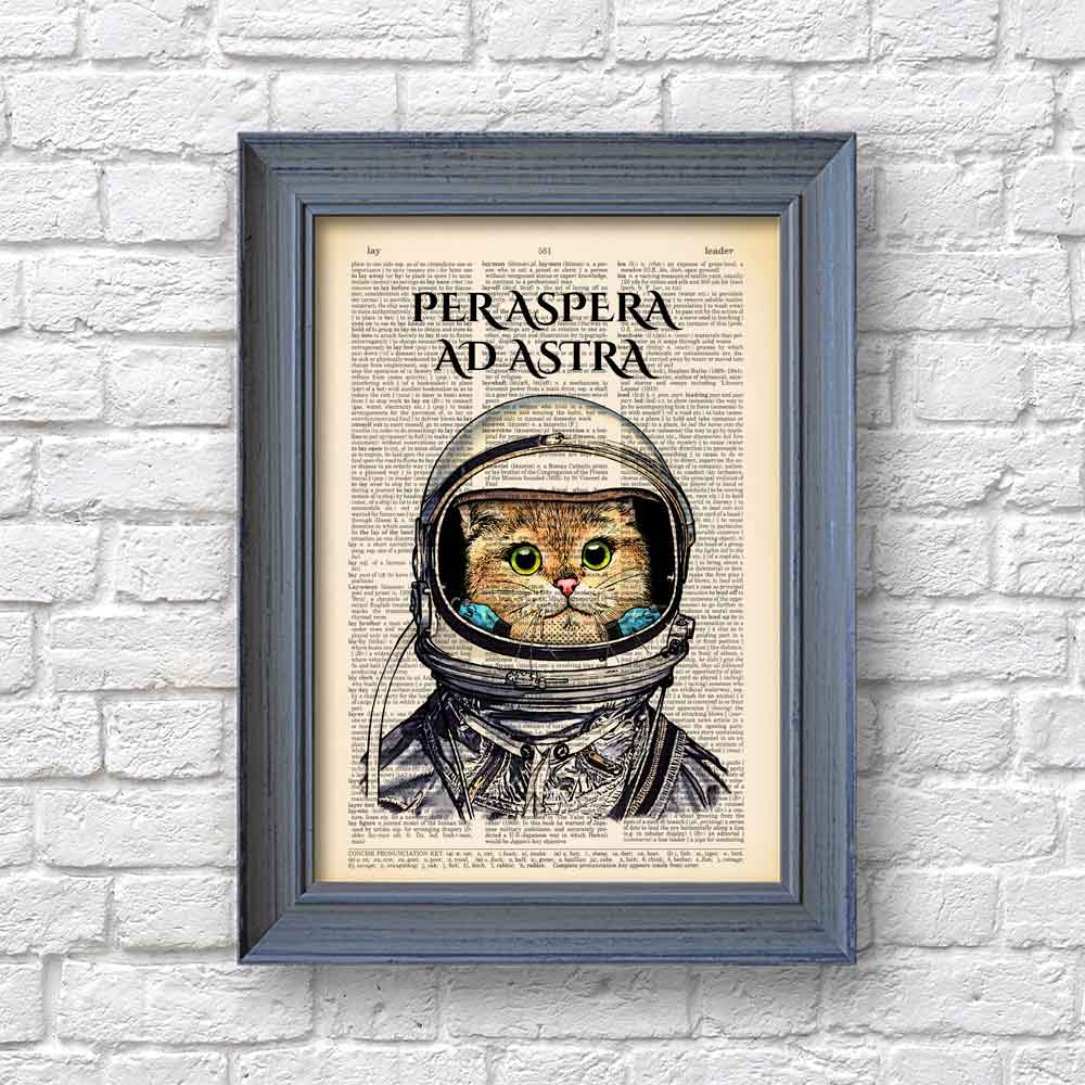 Cat astronaut in space suit art print Natalprint