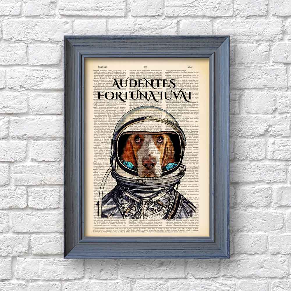 Dog astronaut in space suit art print Natalprint
