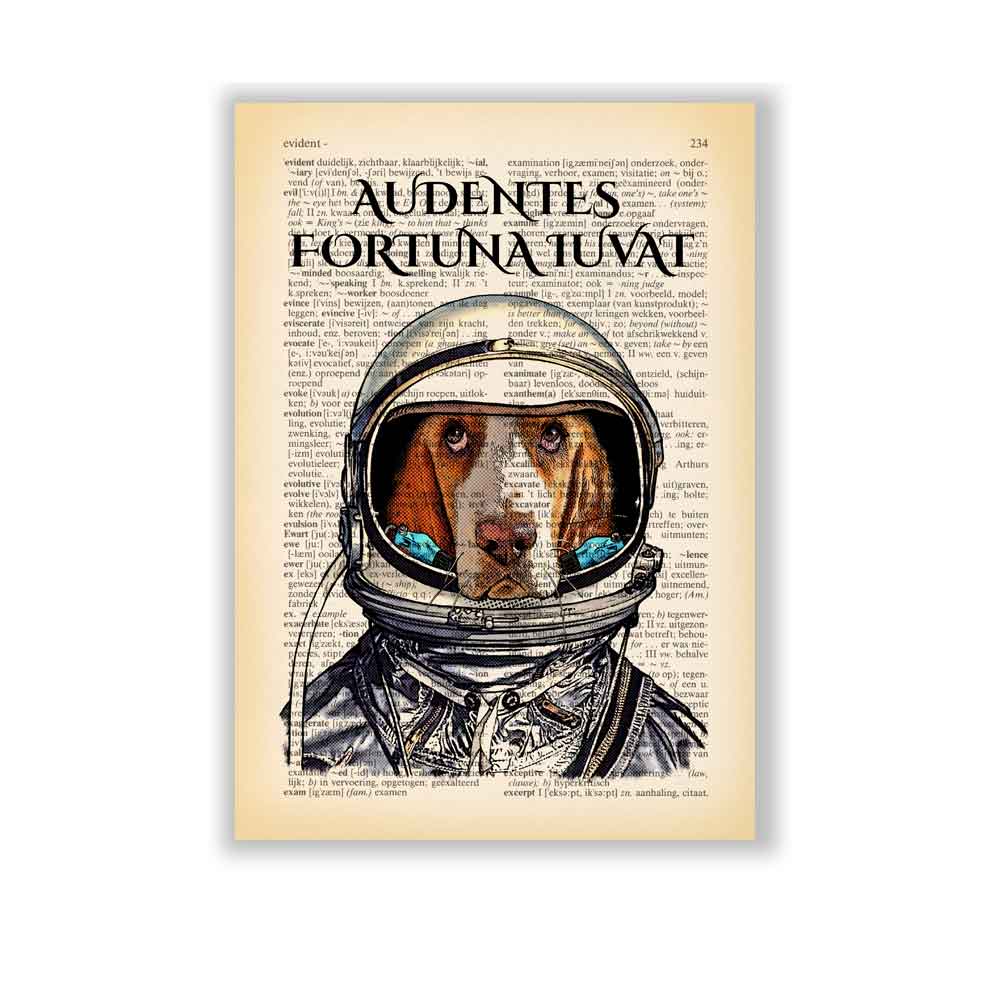 Dog astronaut in space suit art print Natalprint
