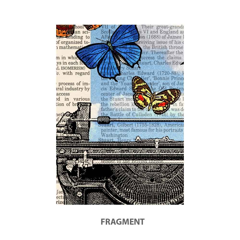 Typewriter and butterflies art print Natalprint fragment