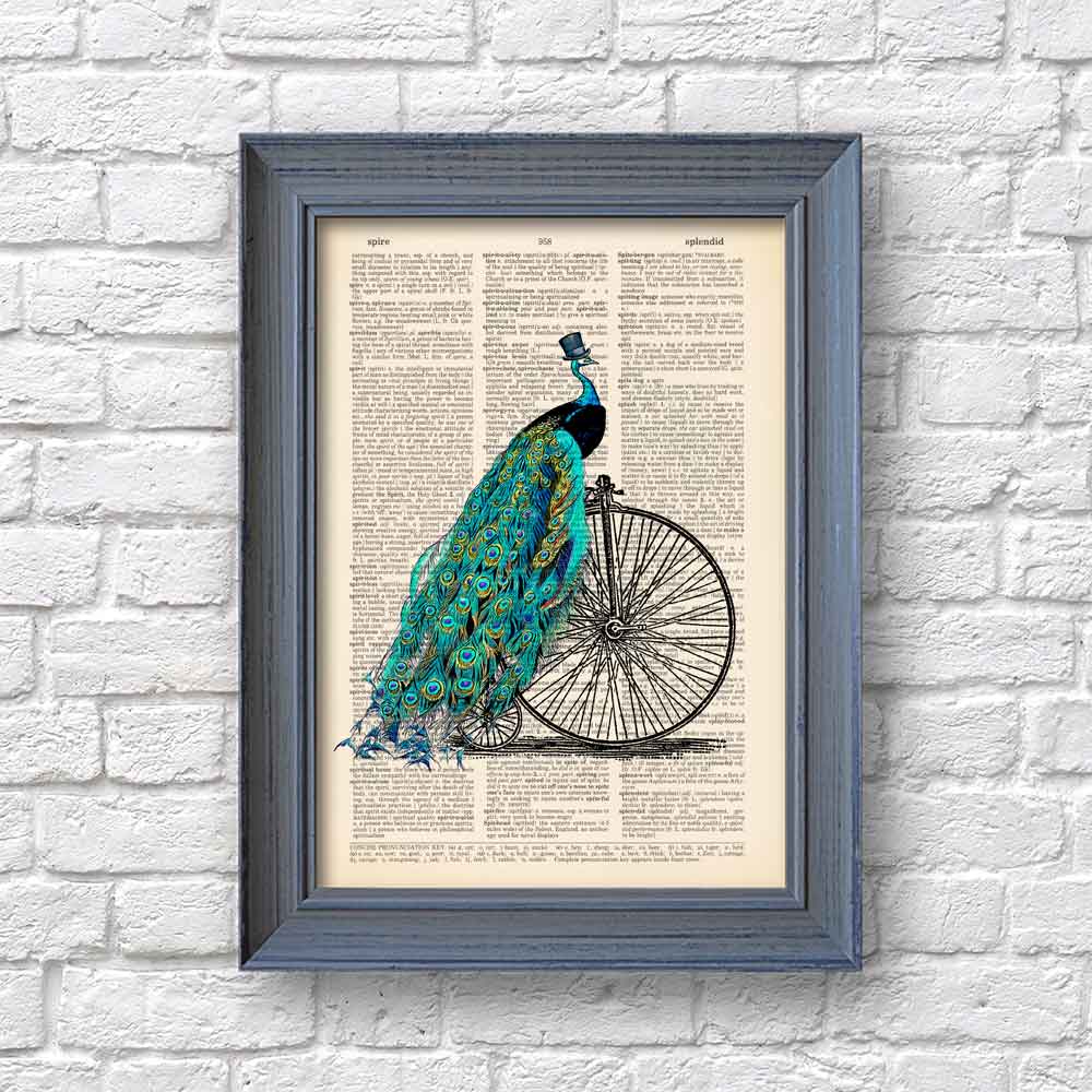 Peacock on Bicycle Art Print Natalprint
