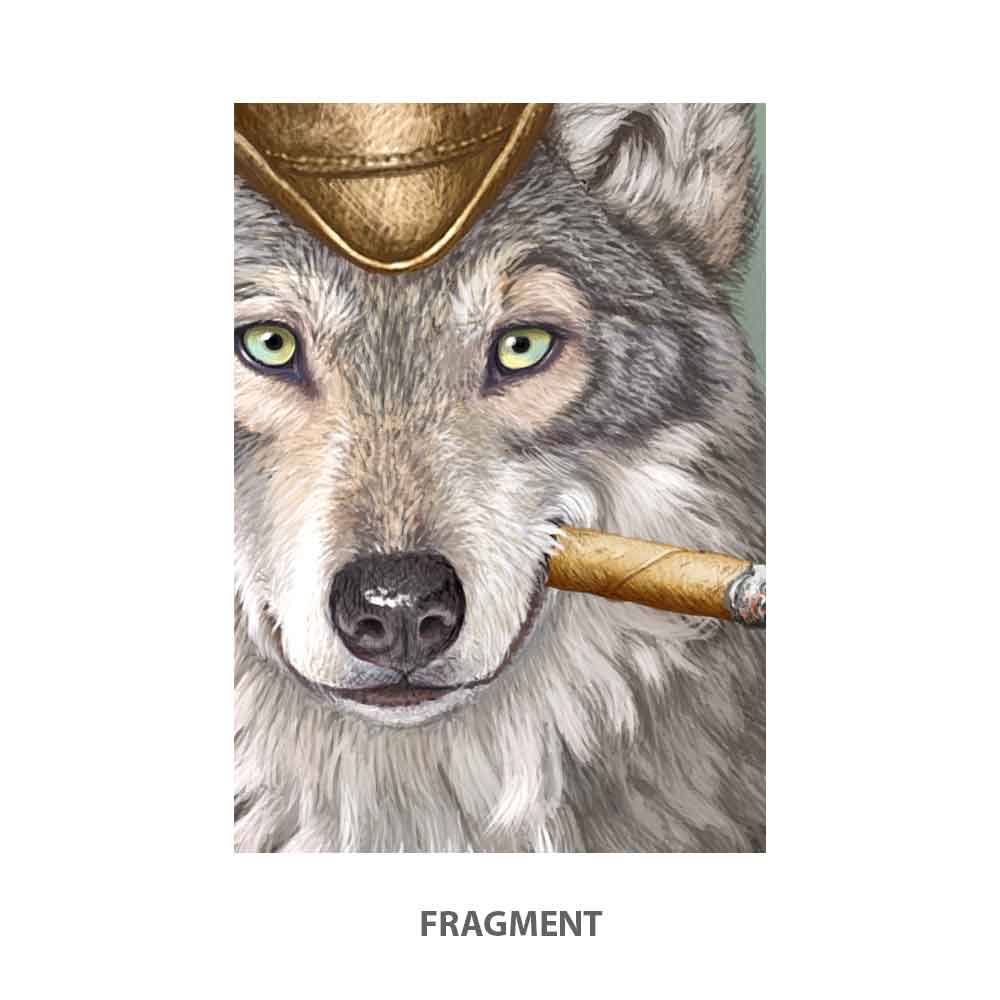 Wolf and Raven Play Card Game Art Print fragment Natalprint