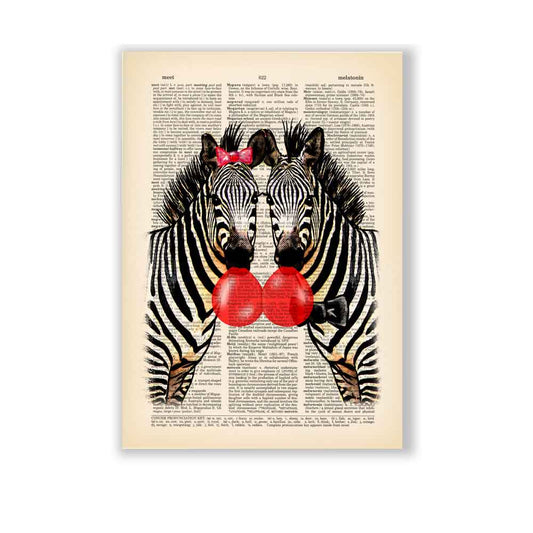 Zebras with bubblegum art print Natalprint